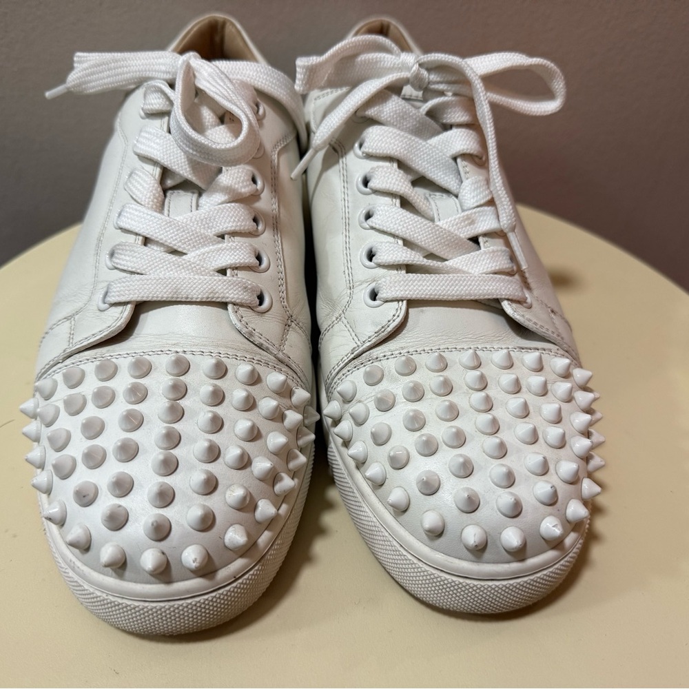 Christian Louboutin White Spiked Sneakers